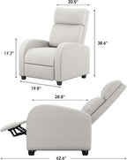 Homall Modern Recliner Chair PU Leather Padded Seat Single Sofa Home Theater