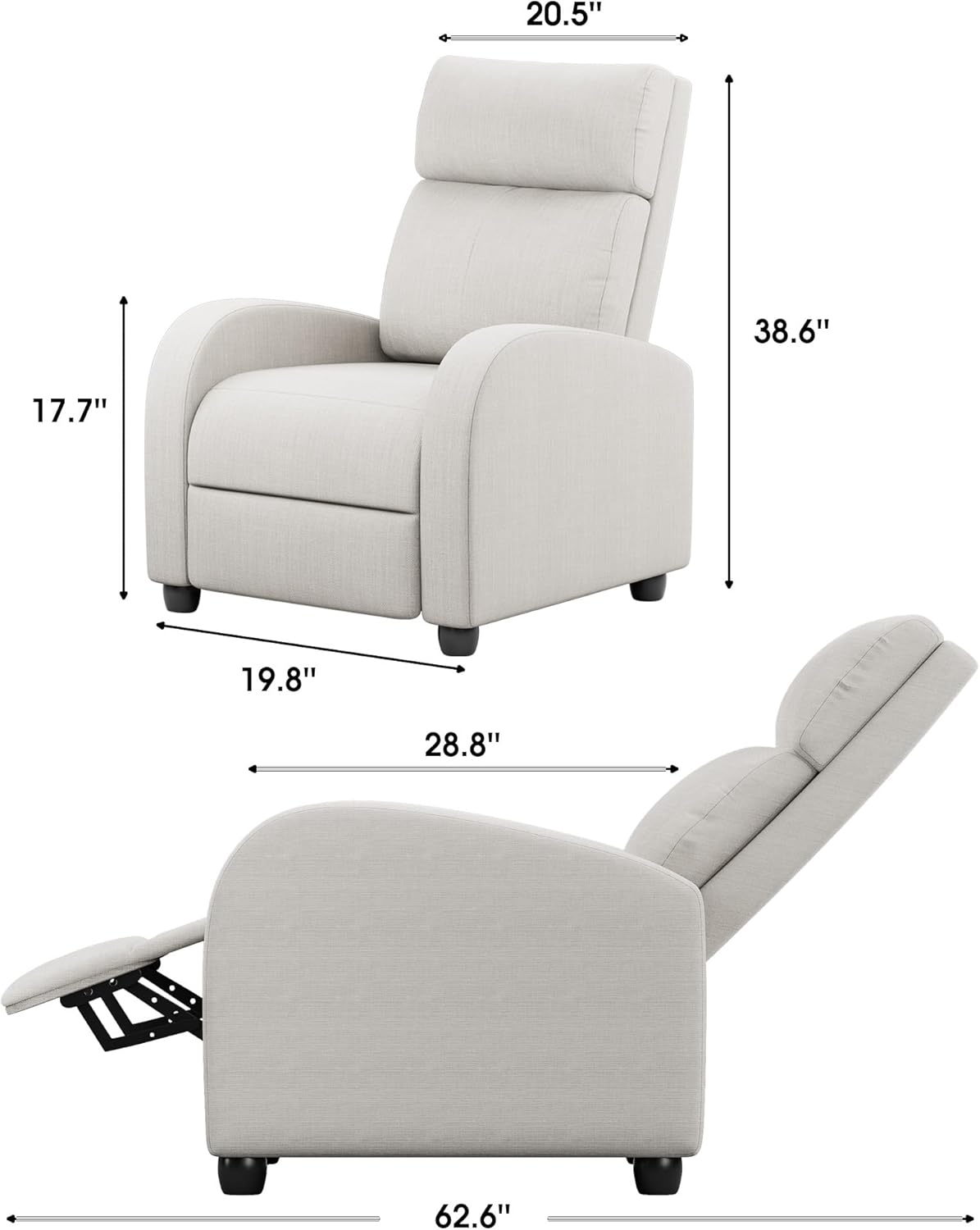 Homall Modern Recliner Chair PU Leather Padded Seat Single Sofa Home Theater