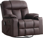 ANJ Swivel Rocker Recliner Chair Manual Fabric Small Space