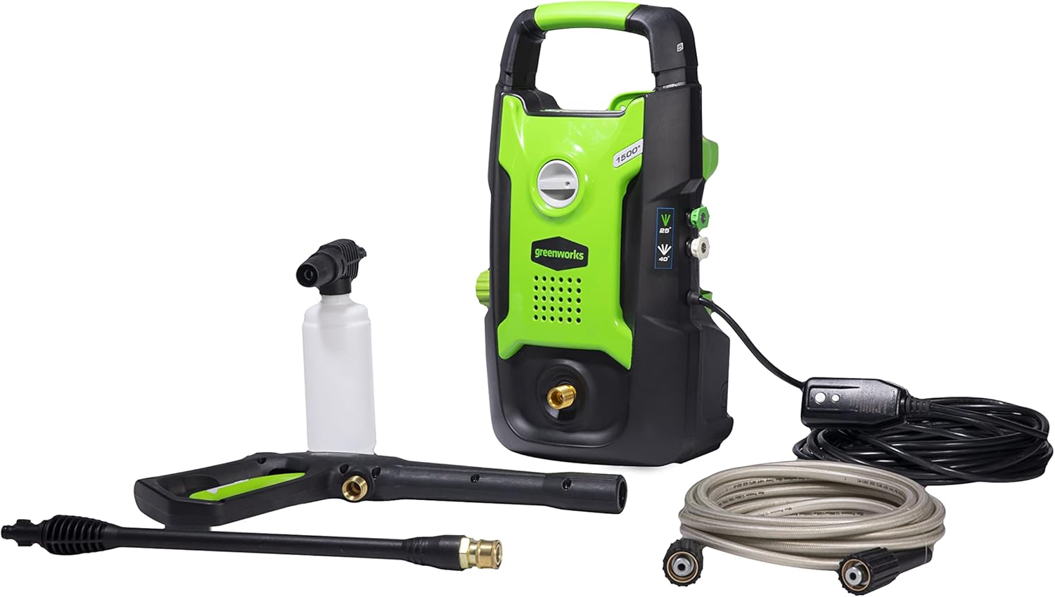 Greenworks 2000 PSI Electric Pressure Washer 13 Amp with Wheels 20 FT Hose 35 FT Cord