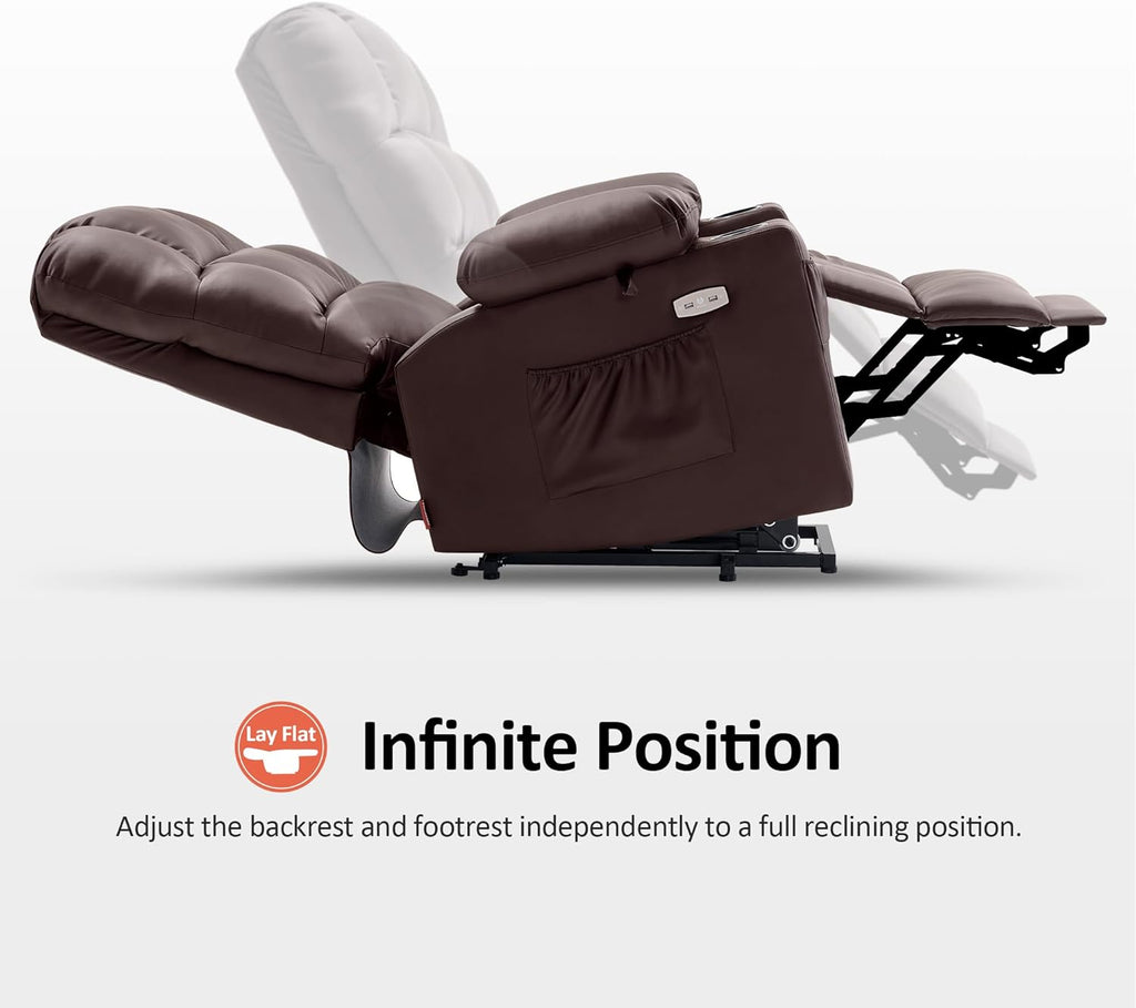 MCombo Large Power Lift Recliner Chair with Dual Motor Massage Heat Faux Leather