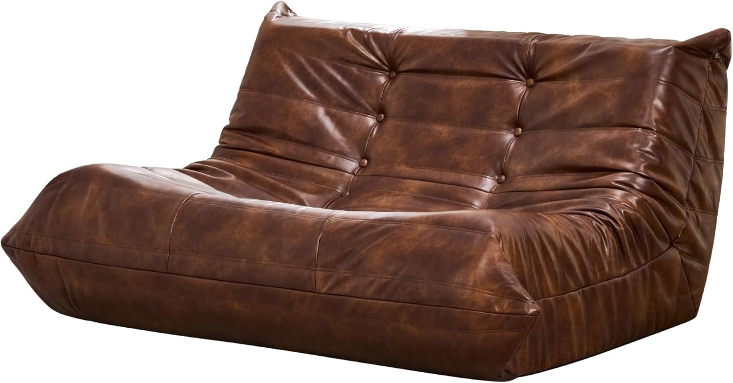 Hobestluk Giant Bean Bag Chair Memory Foam Faux Leather Floor Sofa for Adults