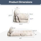 MAXYOYO Boucle Folding Sofa Bed Convertible Sleeper Chair with Pillow