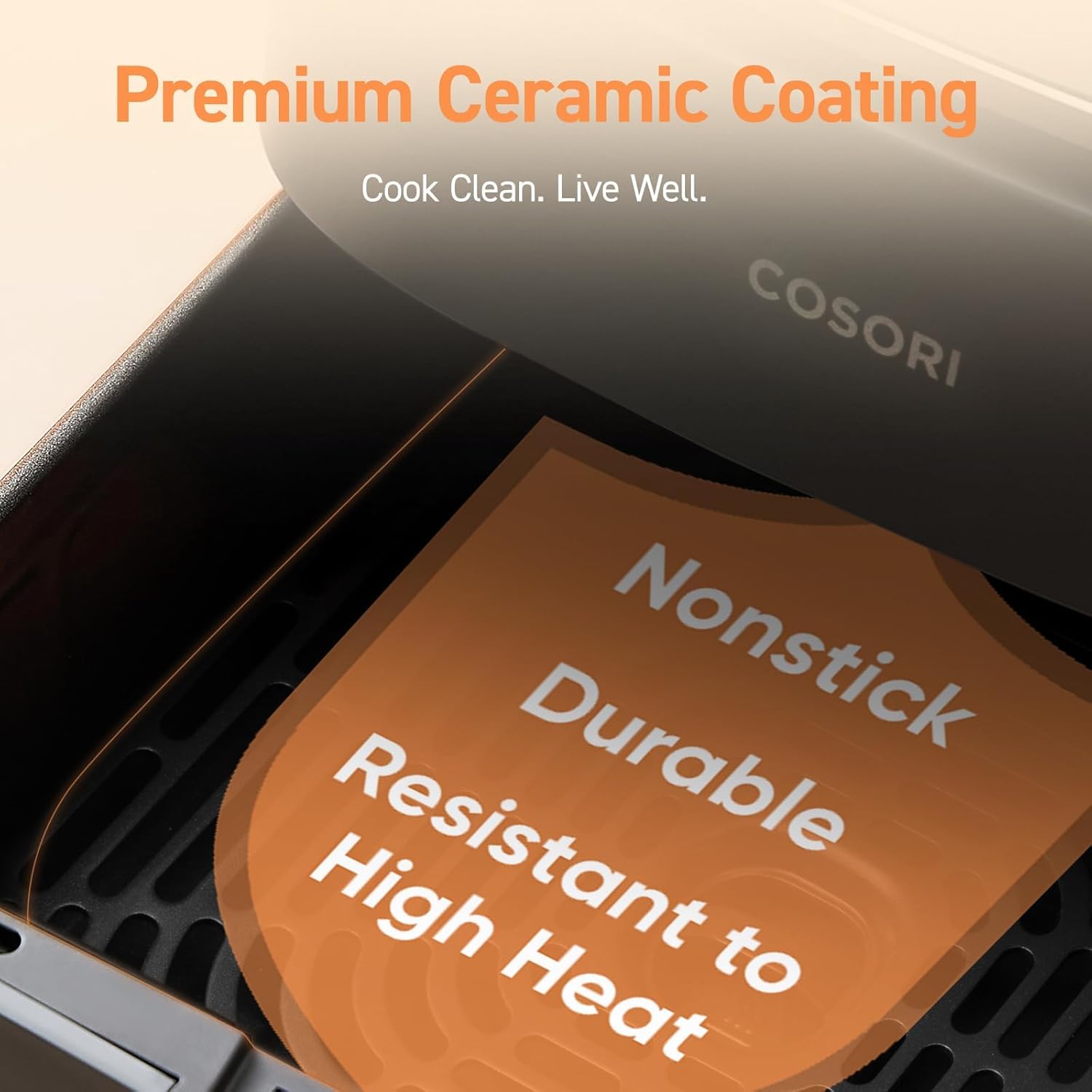 COSORI 6 Quart Air Fryer 9 in 1 Compact Ceramic Coating Oil Less Cooker