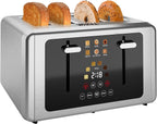 whall Digital Touch Screen Toaster 4 Slice Stainless Steel Dual Control Wide Slots