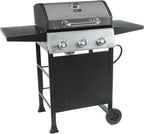 Cuisinart 4 Burner Propane Gas Grill Portable BBQ with Lid Wheels Side Shelves