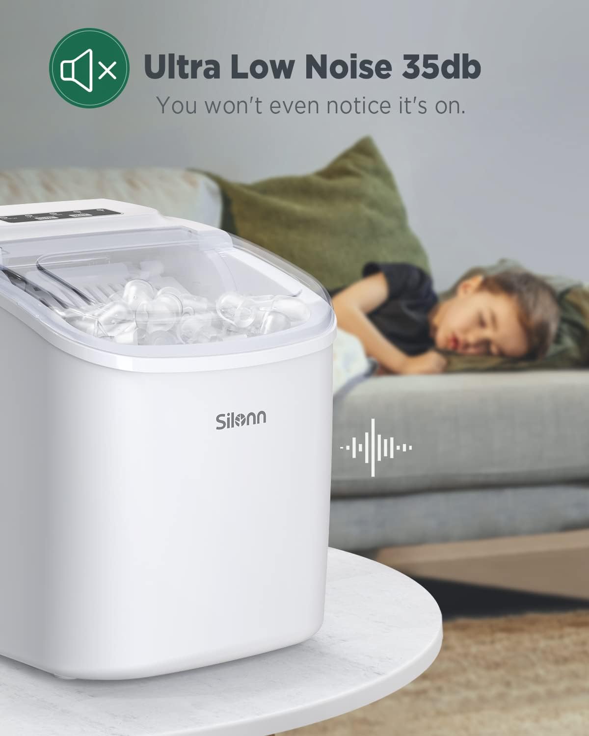 Silonn Nugget Ice Maker Countertop 33lbs Daily Soft Chewable Ice Machine