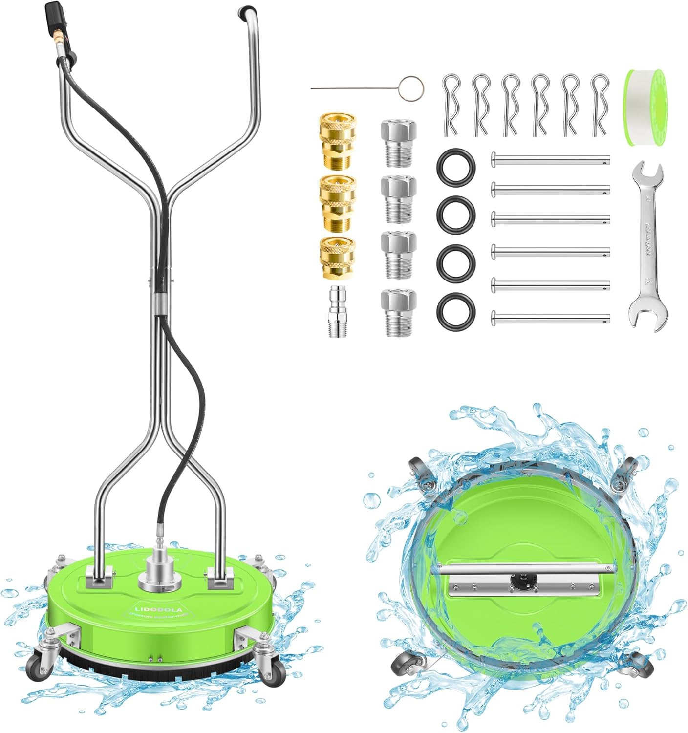 LidoDola 14 Inch Pressure Washer Surface Cleaner with Wheels for Concrete Patio Deck
