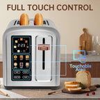 SEEDEEM 4 Slice Touch Screen Toaster LCD Display 7 Shade Settings Wide Slots 1800W