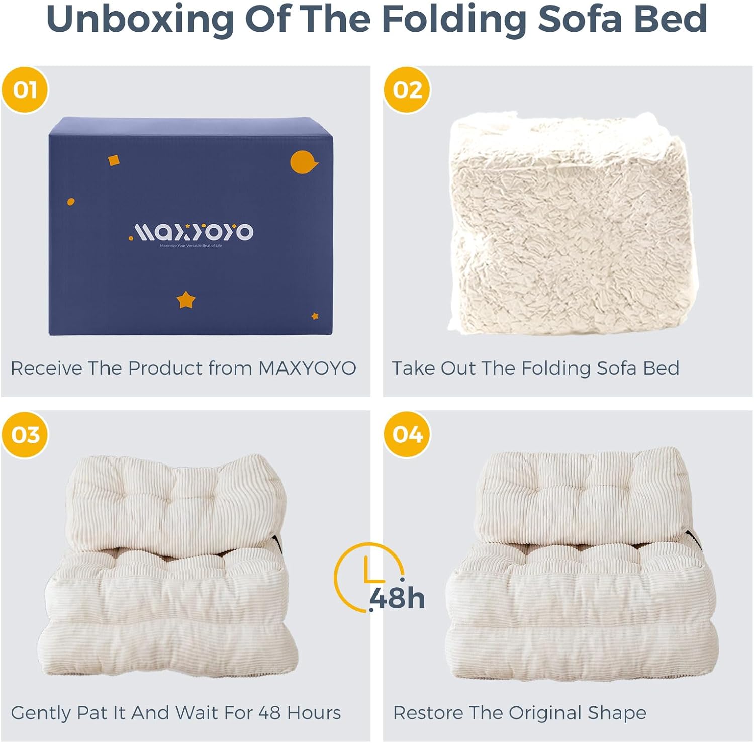 MAXYOYO Folding Sofa Bed Convertible Sleeper Chair with Pillow