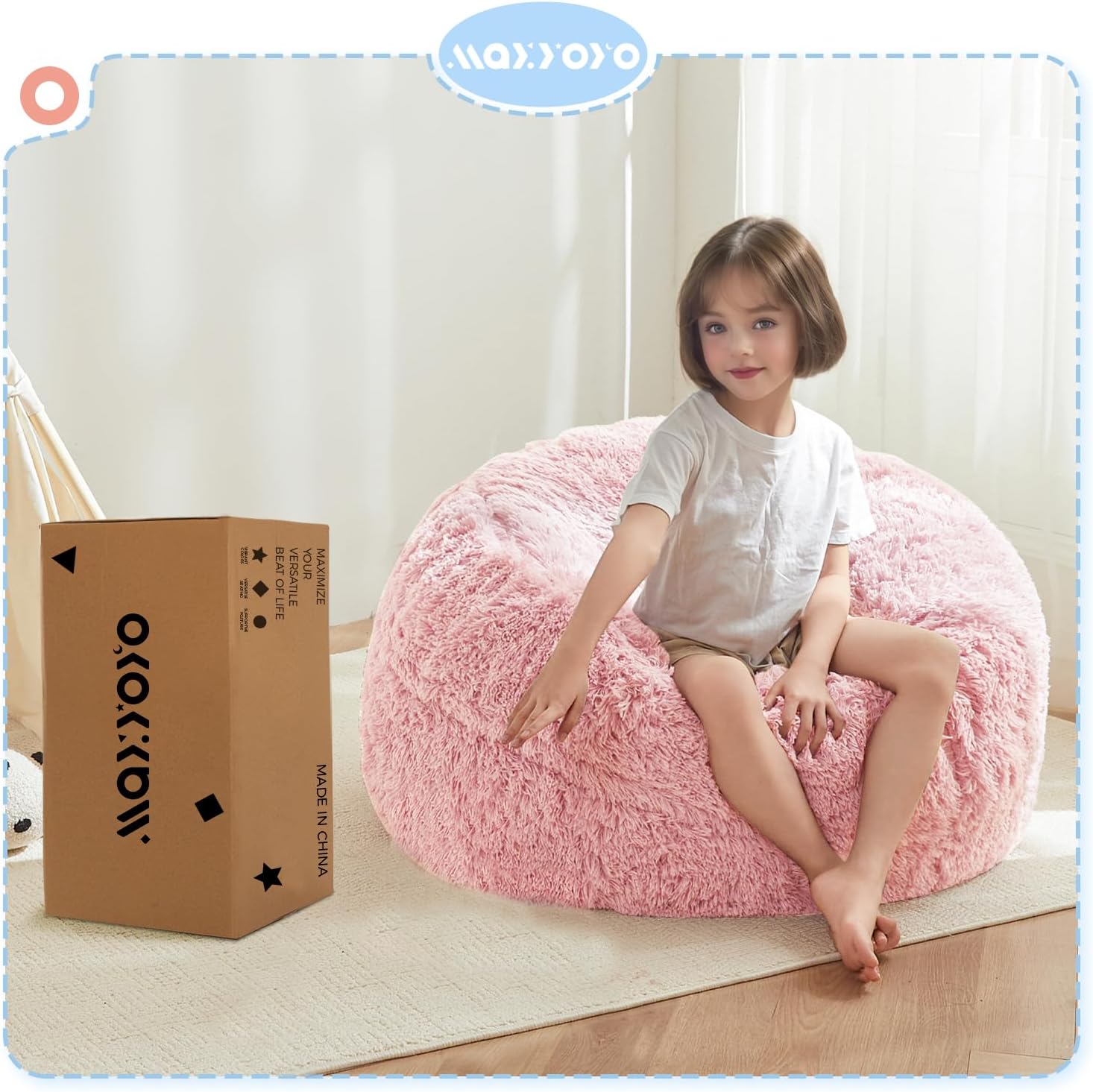 MAXYOYO Convertible Bean Bag Chair Bed for Kids with Foam Filling