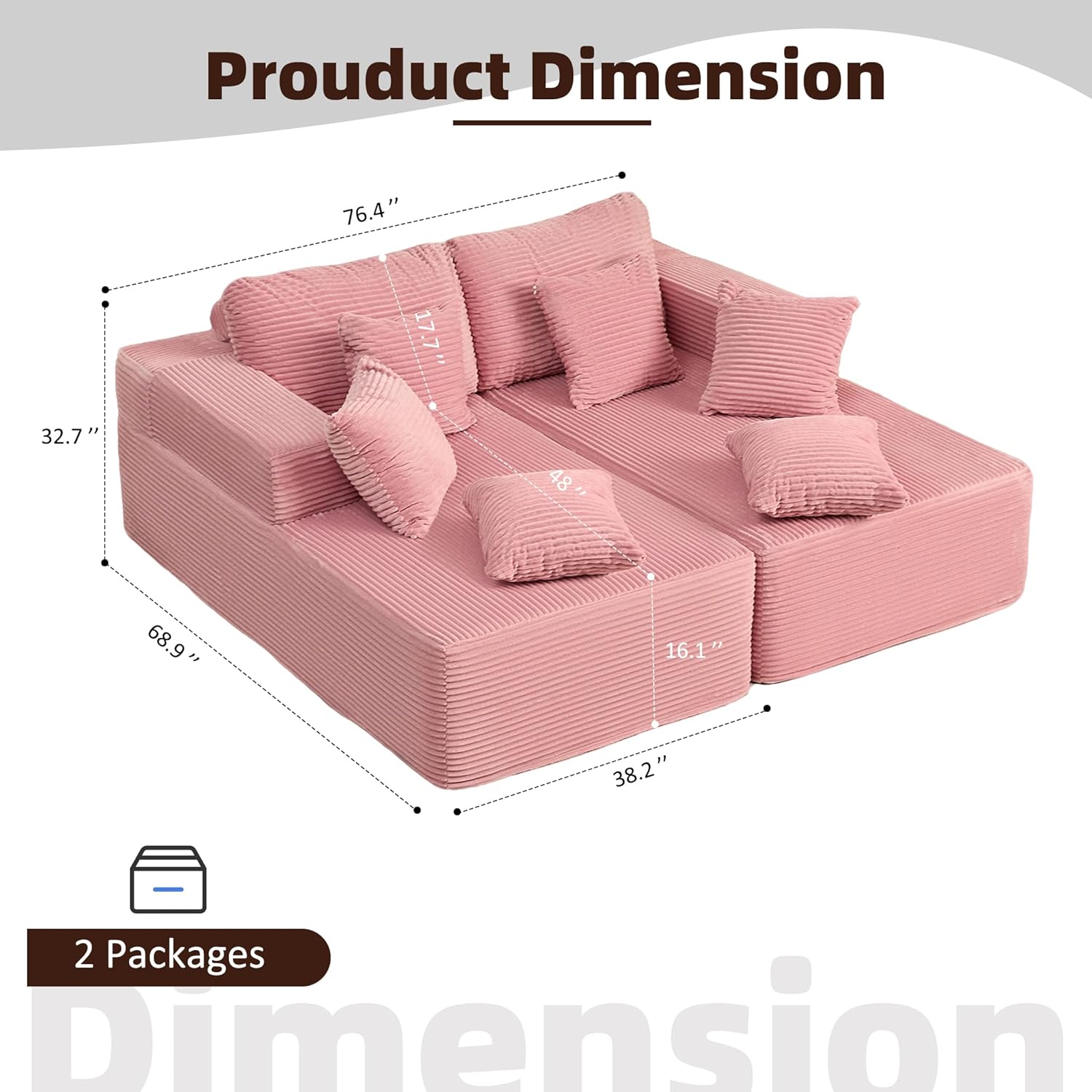 Afuson Boneless Sectional Sofa L Shape Deep Seat Cloud Couch Living Room