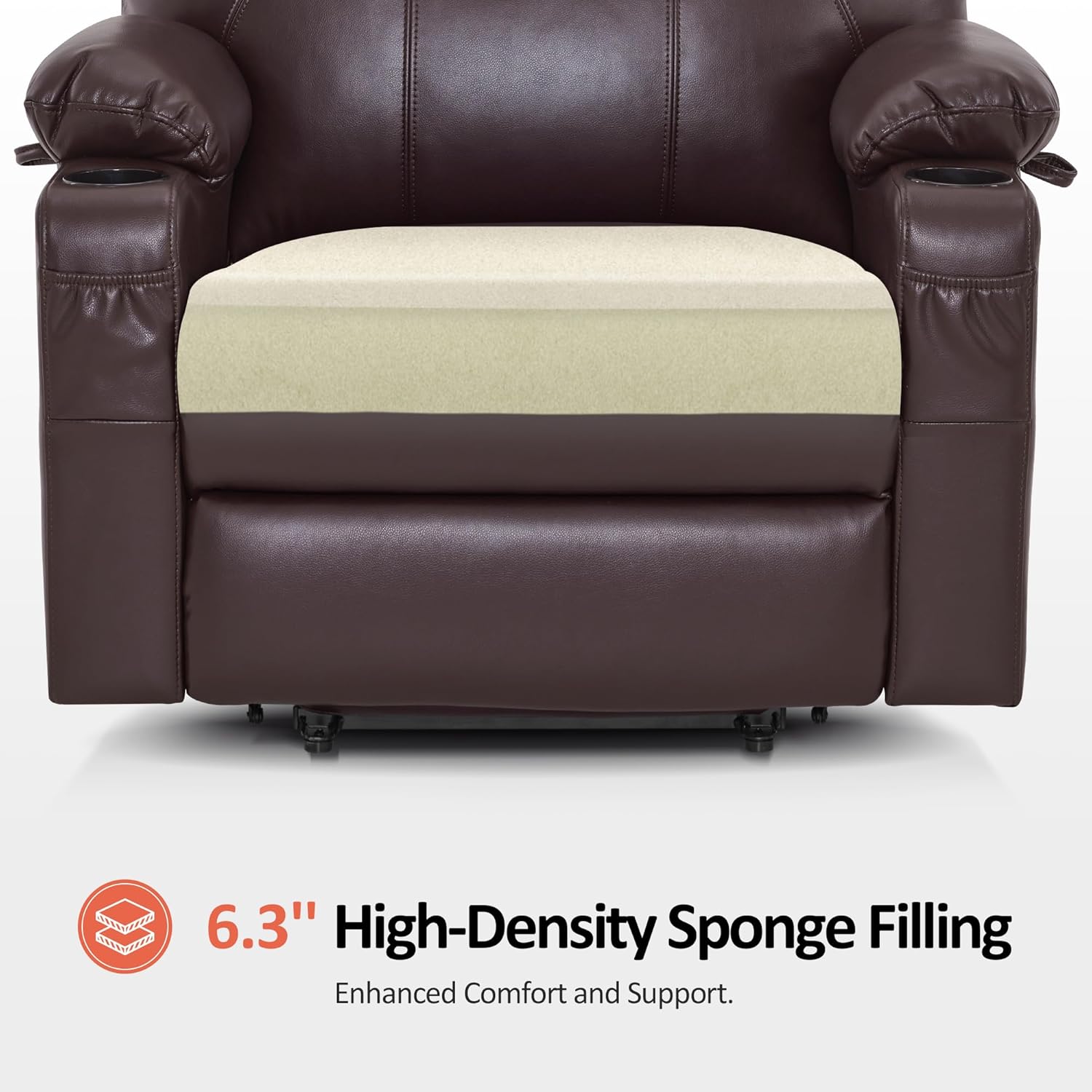 MCombo Electric Power Lift Recliner Massage Heat Chair for Elderly 3 Positions 2 Pockets USB
