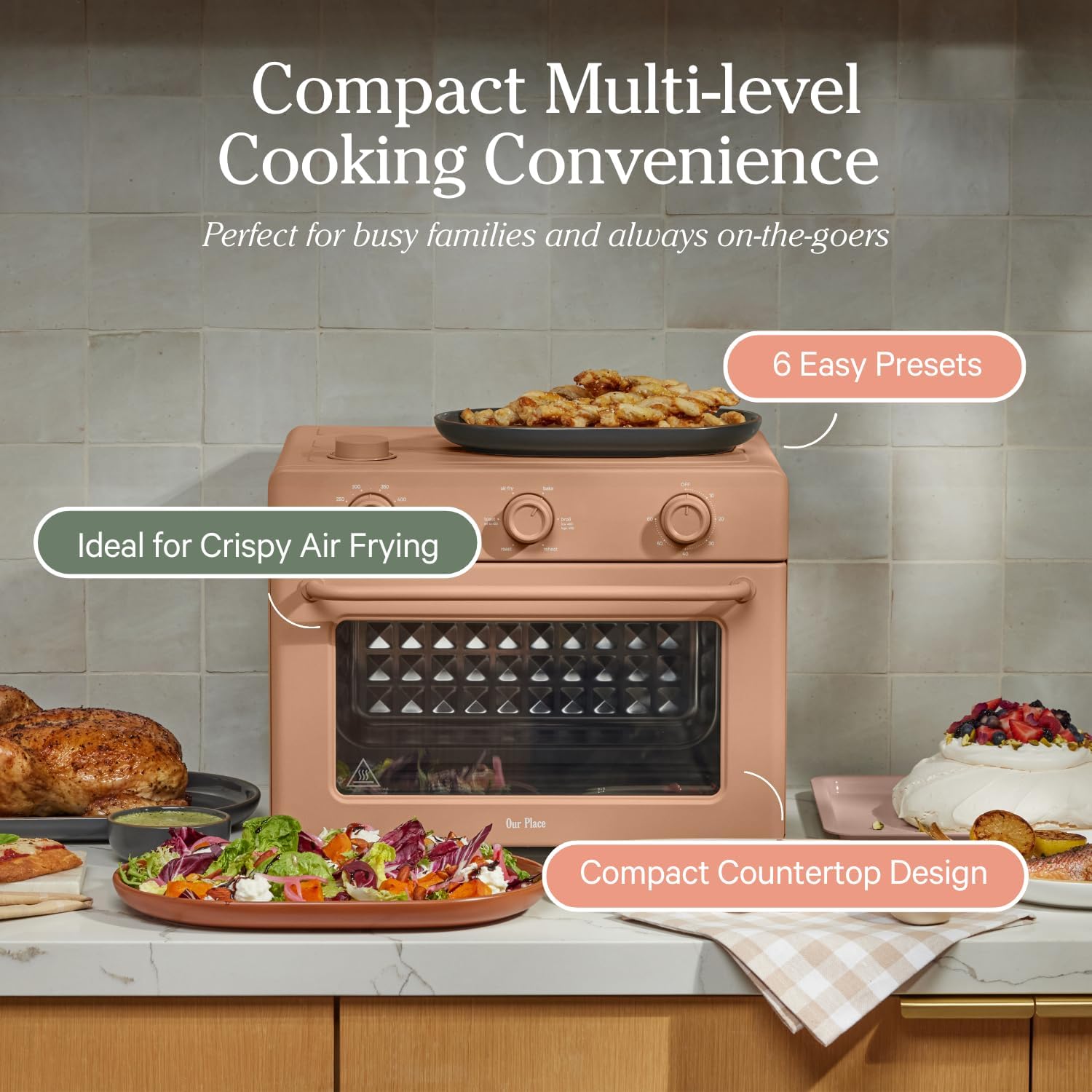 Our Place Air Fryer Toaster Oven 6 in 1 Compact Countertop Blue Multifunction