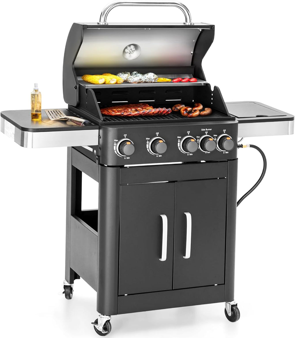 Sophia & William Charcoal and Gas Grill Combo with Side Burner Dual Fuel BBQ Grill