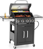Sophia & William Charcoal and Gas Grill Combo with Side Burner Dual Fuel BBQ Grill
