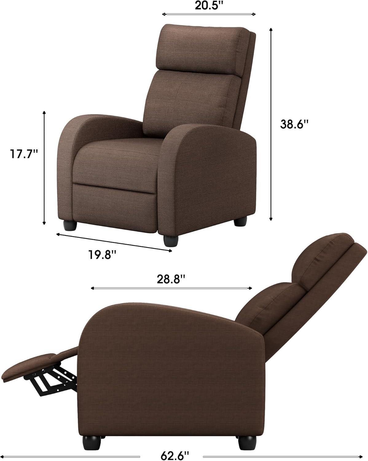 Homall Modern Recliner Chair PU Leather Padded Seat Single Sofa