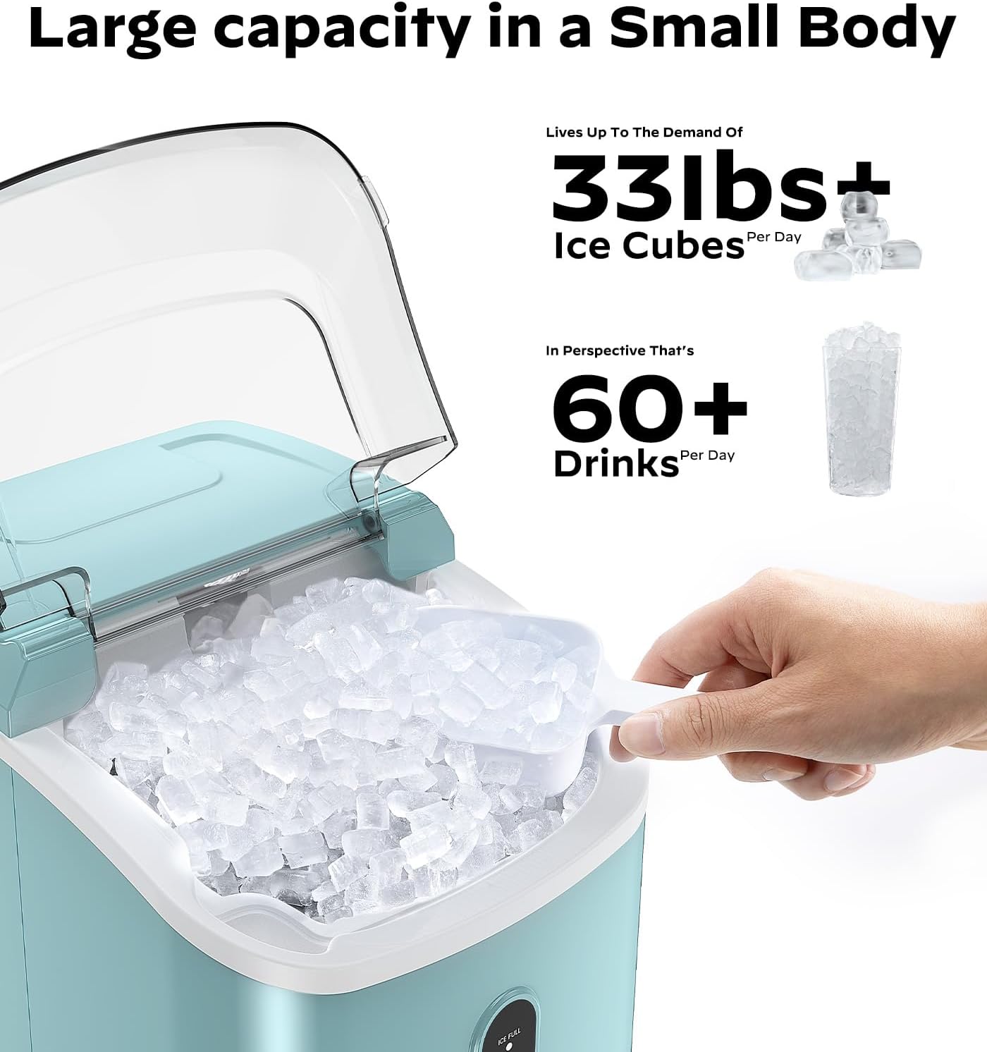 Silonn Nugget Ice Maker Countertop 33lbs Daily Soft Chewable Ice Machine