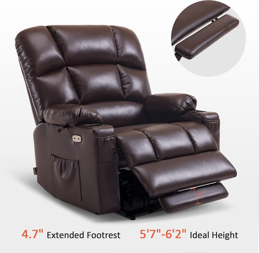 MCombo Large Power Lift Recliner Chair with Dual Motor Massage Heat Faux Leather