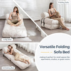 MAXYOYO Boucle Folding Sofa Bed Convertible Sleeper Chair with Pillow