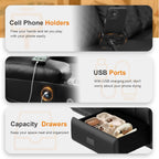 FURNIMAT 2 Seater Loveseat Recliner Sofa PU Leather with Cup Holders USB Ports