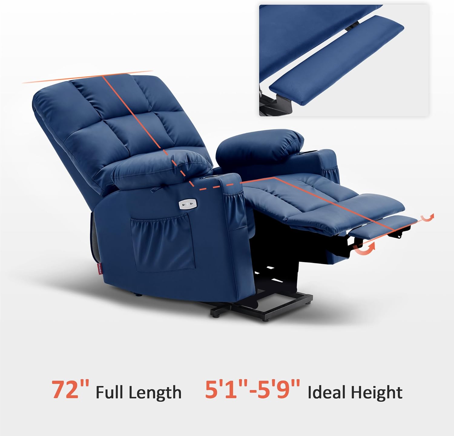 MCombo Large Power Lift Recliner Chair with Dual Motor Massage Heat Faux Leather
