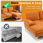 VINGLI 110 Sectional Couch U Shaped Sofa Set with Double Chaise Chenille Fabric