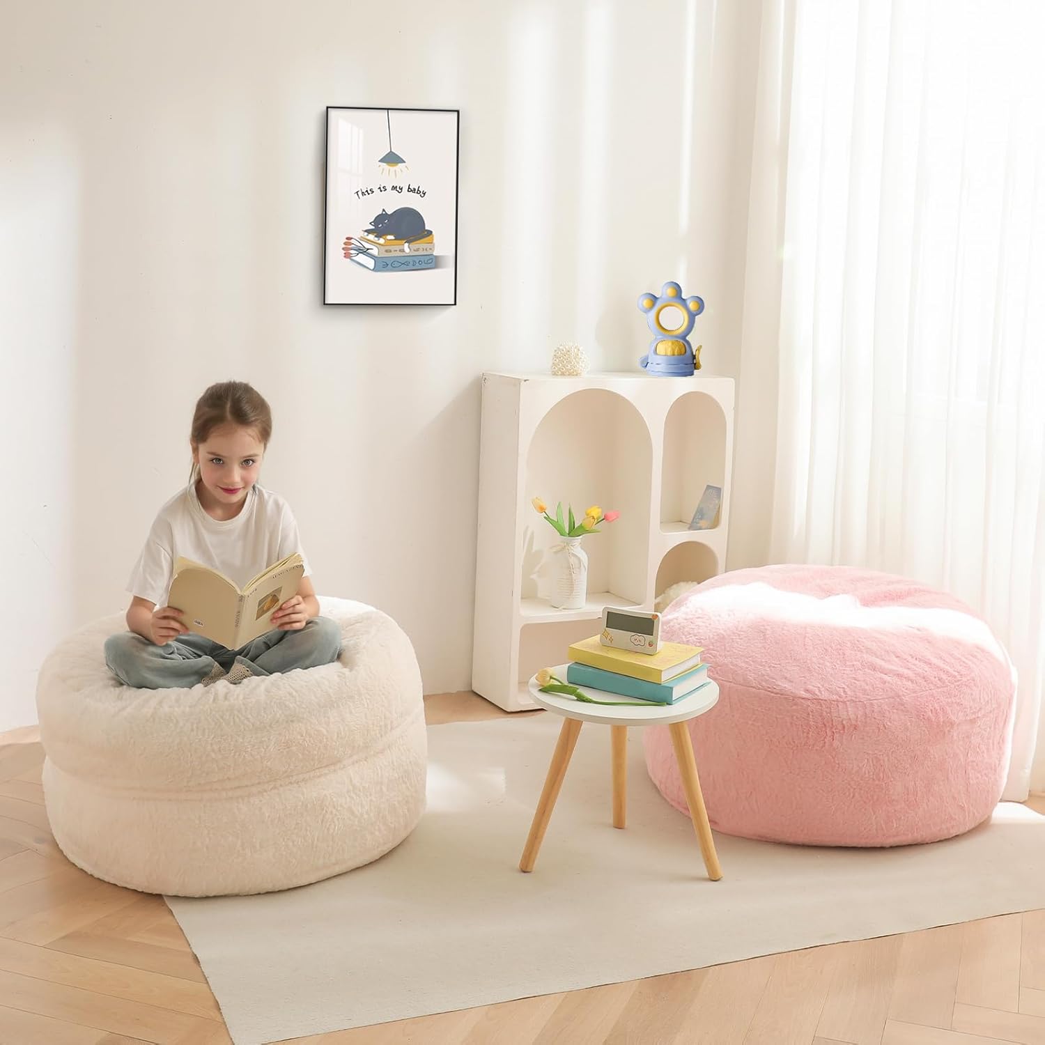 MAXYOYO Convertible Bean Bag Chair Bed for Kids with Foam Filling