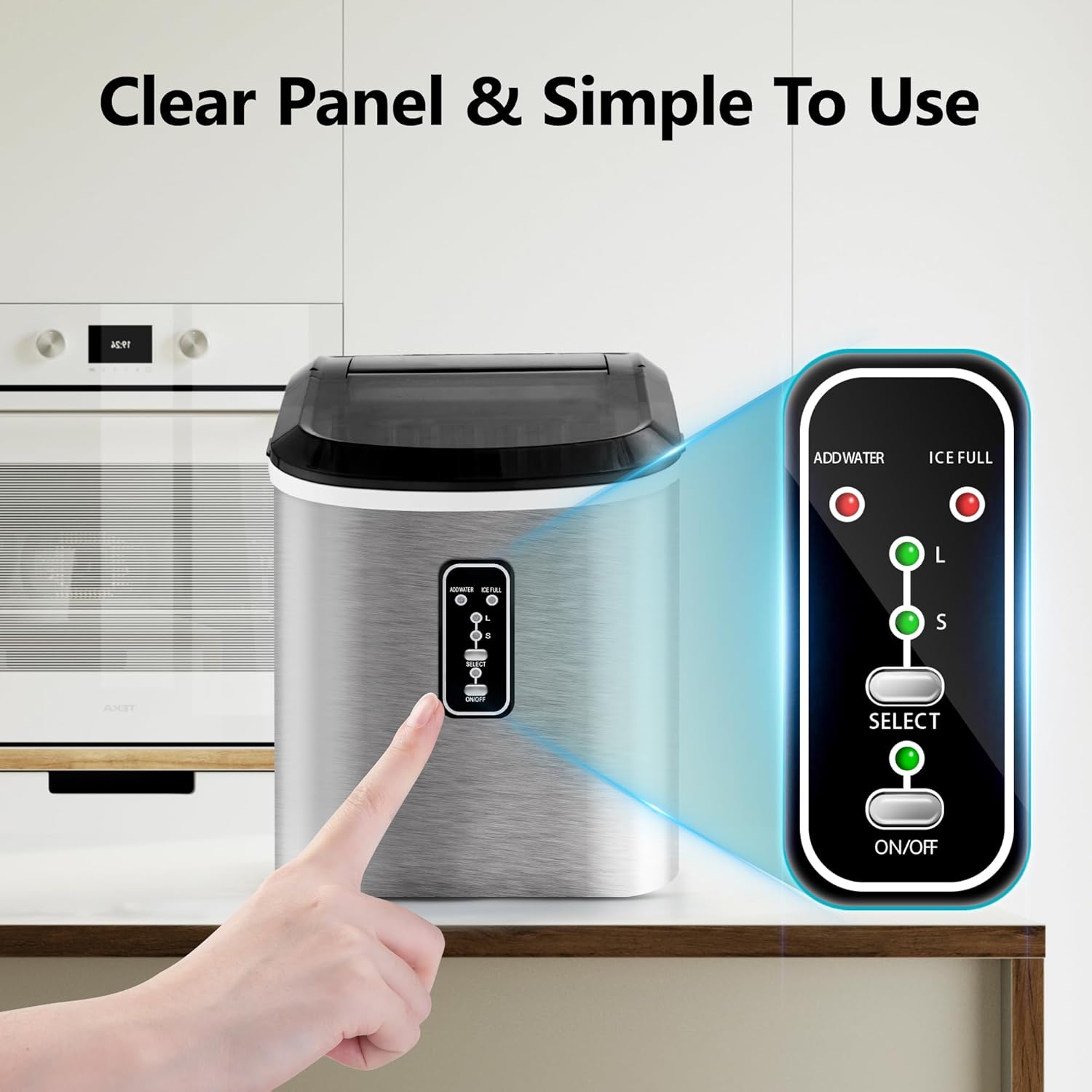 EUHOMY Nugget Ice Maker Countertop Portable 34lbs Daily with Handle