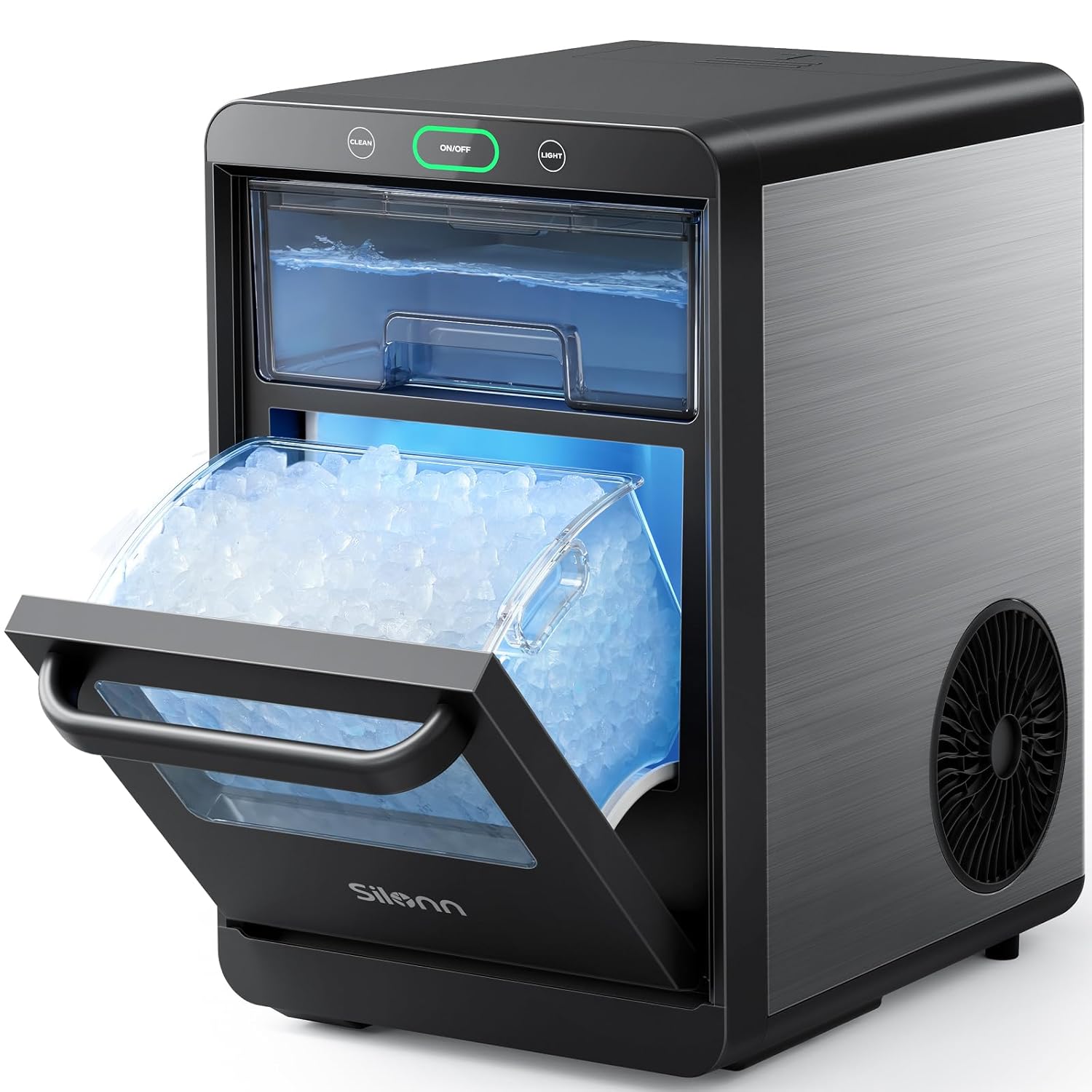 Silonn Nugget Ice Maker Countertop 44lbs Daily Stainless Steel Ice Machine