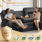 FURNIMAT Loveseat Recliner Sofa 2 Seater PU Leather Couch with USB Cup Holders