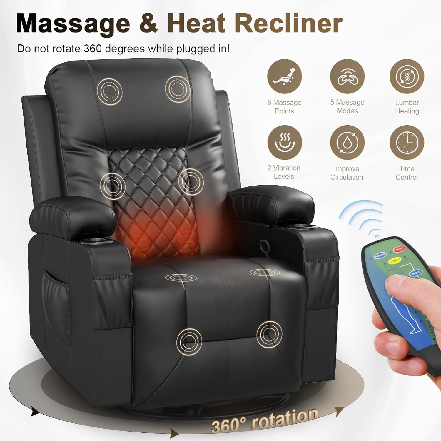 YONISEE 3 Seat Recliner Sofa Large Manual Reclining Couch with Storage Console