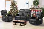 FURNIMAT 2 Seater Loveseat Recliner Sofa PU Leather with Cup Holders USB Ports