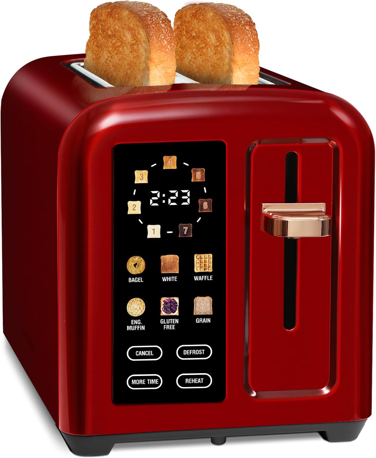 SEEDEEM 4 Slice Touch Screen Toaster LCD Display 7 Shade Settings Wide Slots 1800W