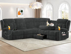 Dresegmt Loveseat Recliner Sofa 3 Seat Flip Backrest with Storage USB Cup Holders