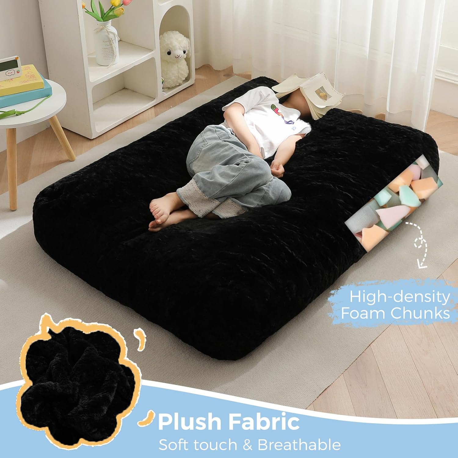 MAXYOYO Convertible Bean Bag Chair Bed for Kids with Foam Filling