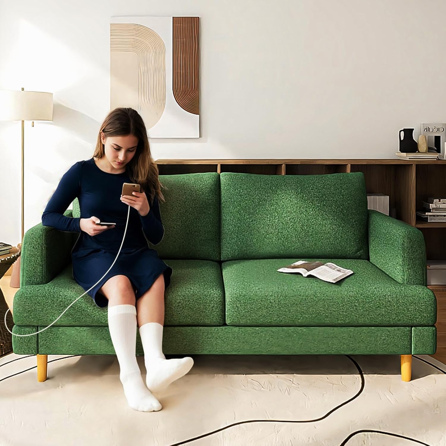 Loveseat Sofa Couch USB Ports 2 Seater Deep Seating Small Couch