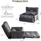 MAXYOYO Adjustable Floor Sofa Bed with Armrest Double Black Foldable Sleeper