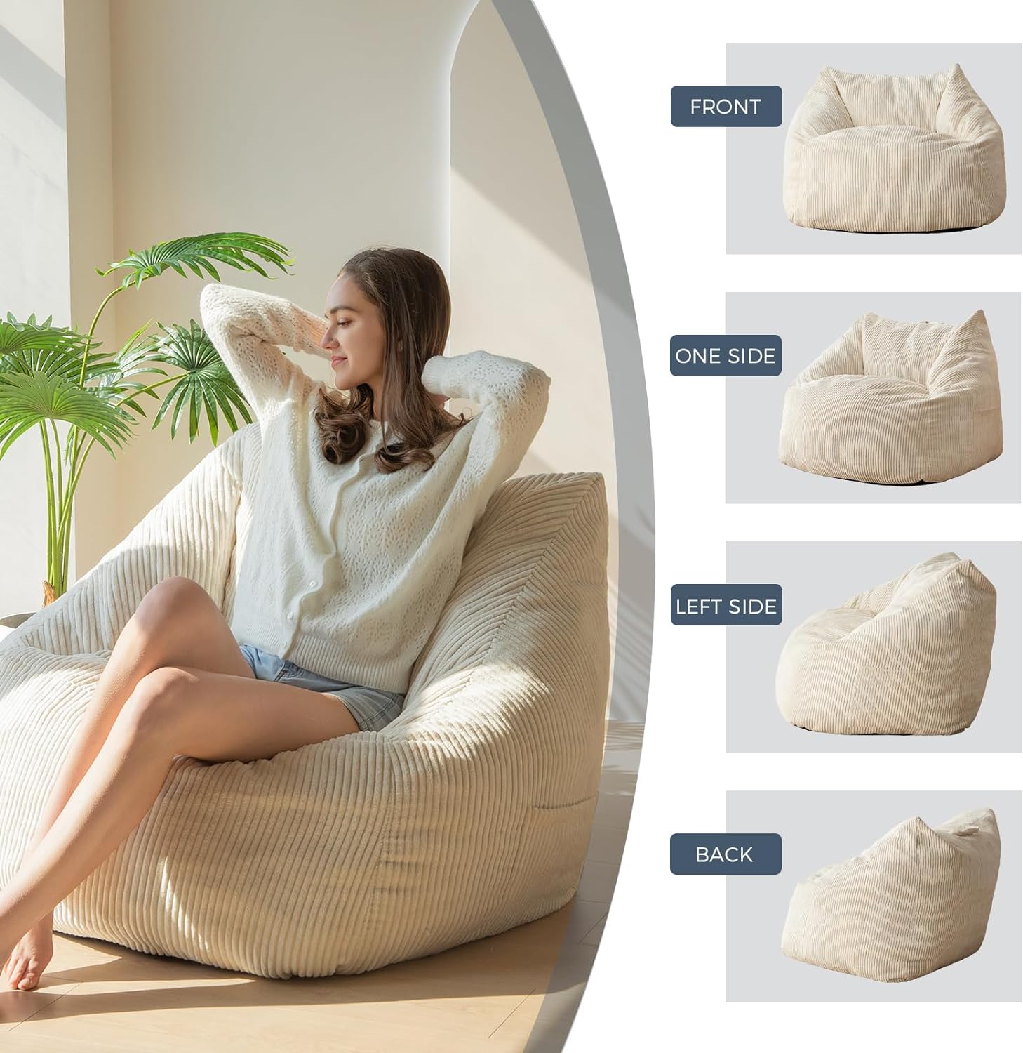 MAXYOYO Bean Bag Chair Floor Sofa with Handle and Pocket for Adults and Kids