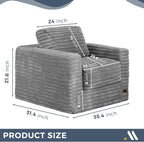 MAXYOYO Two Seat Bean Bag Sofa with Pillows and Armrests for Adults