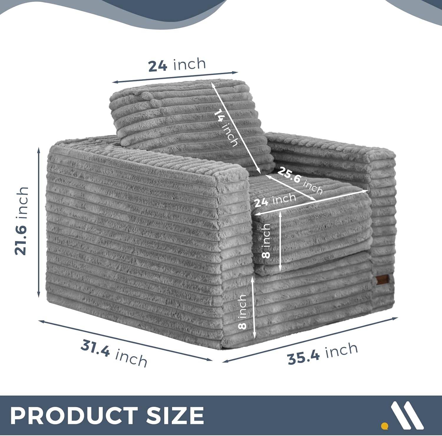 MAXYOYO Two Seat Bean Bag Sofa with Pillows and Armrests for Adults