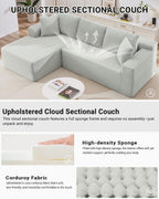 HANXIN Cloud Sectional Sofa L Shape Chaise Deep Seat Modular Living Room Couch