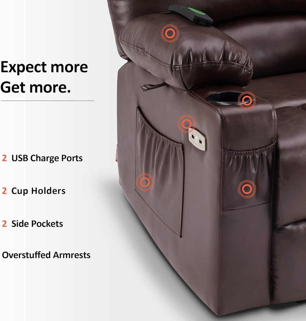 MCombo Power Lift Recliner Chair for Elderly with Heat Massage USB Cup Holders