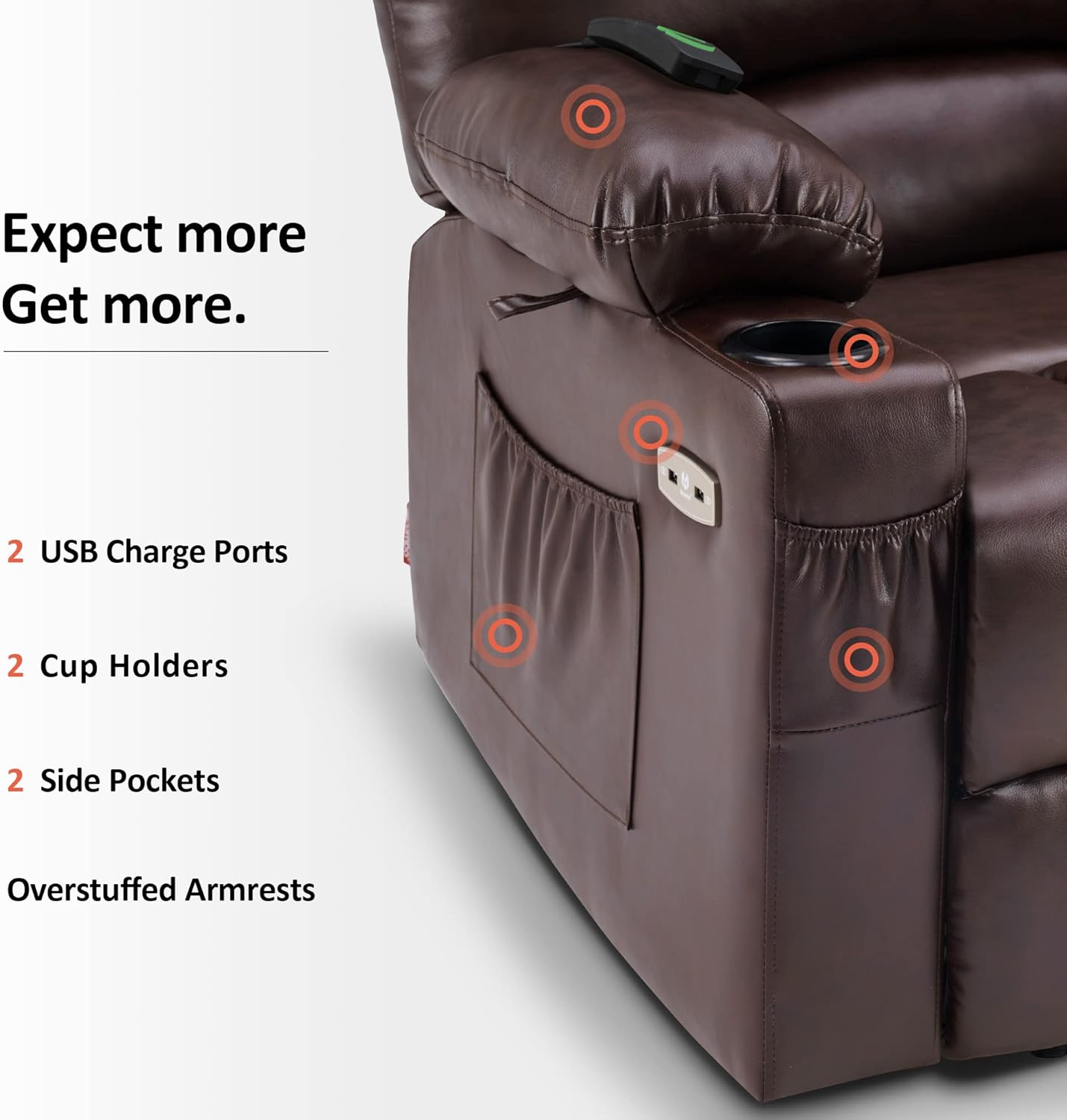 MCombo Power Lift Recliner Chair for Elderly with Heat Massage USB Cup Holders