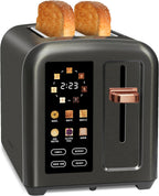 SEEDEEM 4 Slice Touch Screen Toaster LCD Display 7 Shade Settings Wide Slots 1800W