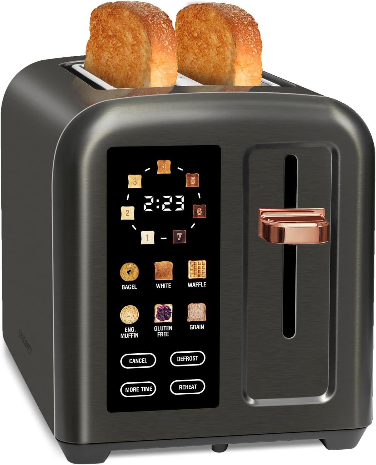 SEEDEEM 4 Slice Touch Screen Toaster LCD Display 7 Shade Settings Wide Slots 1800W