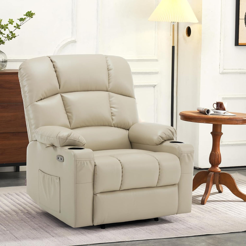 MCombo Large Power Lift Recliner Chair with Dual Motor Massage Heat Faux Leather