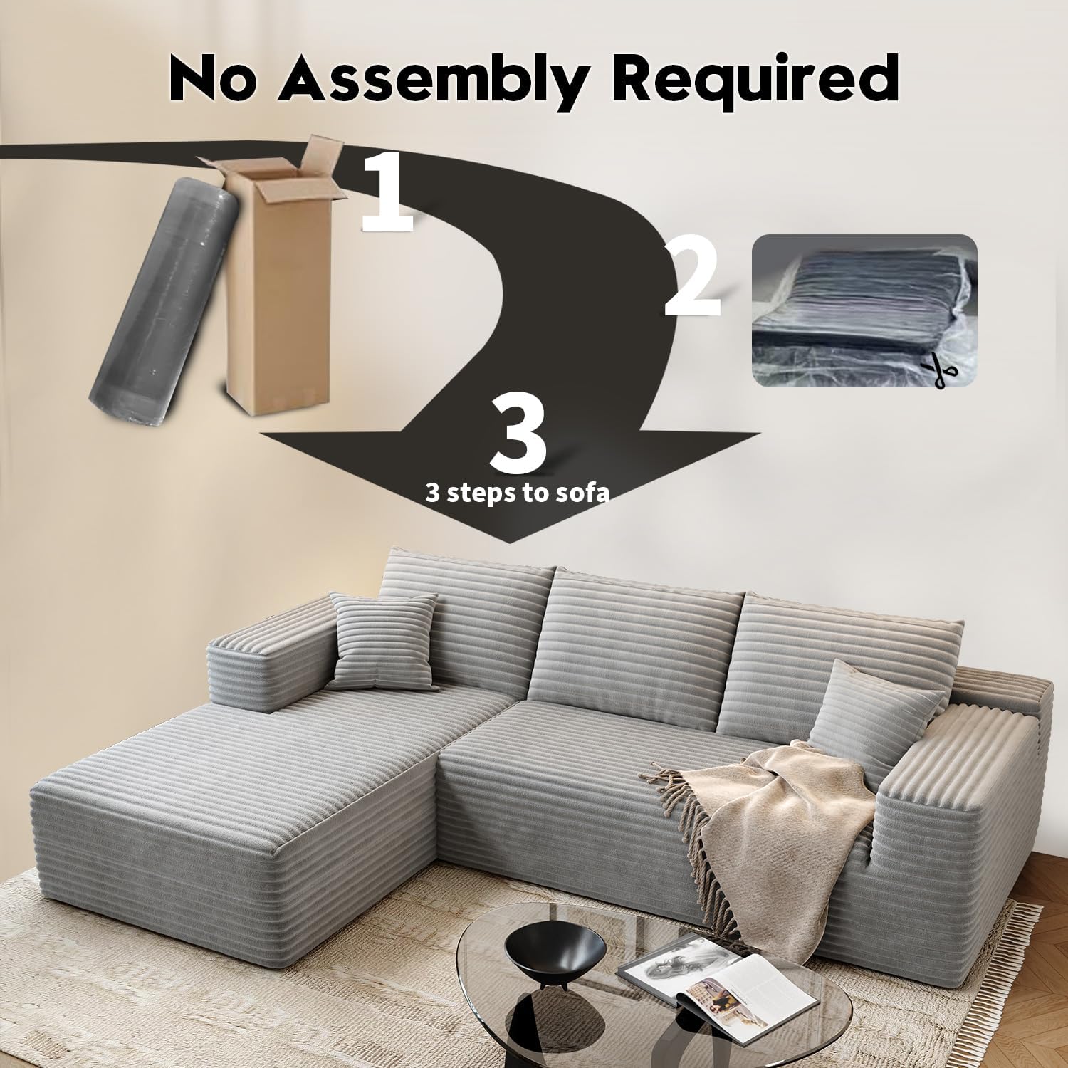 Settab Cloud Modular Sectional Sofa U Shaped Deep Seat Living Room Couch