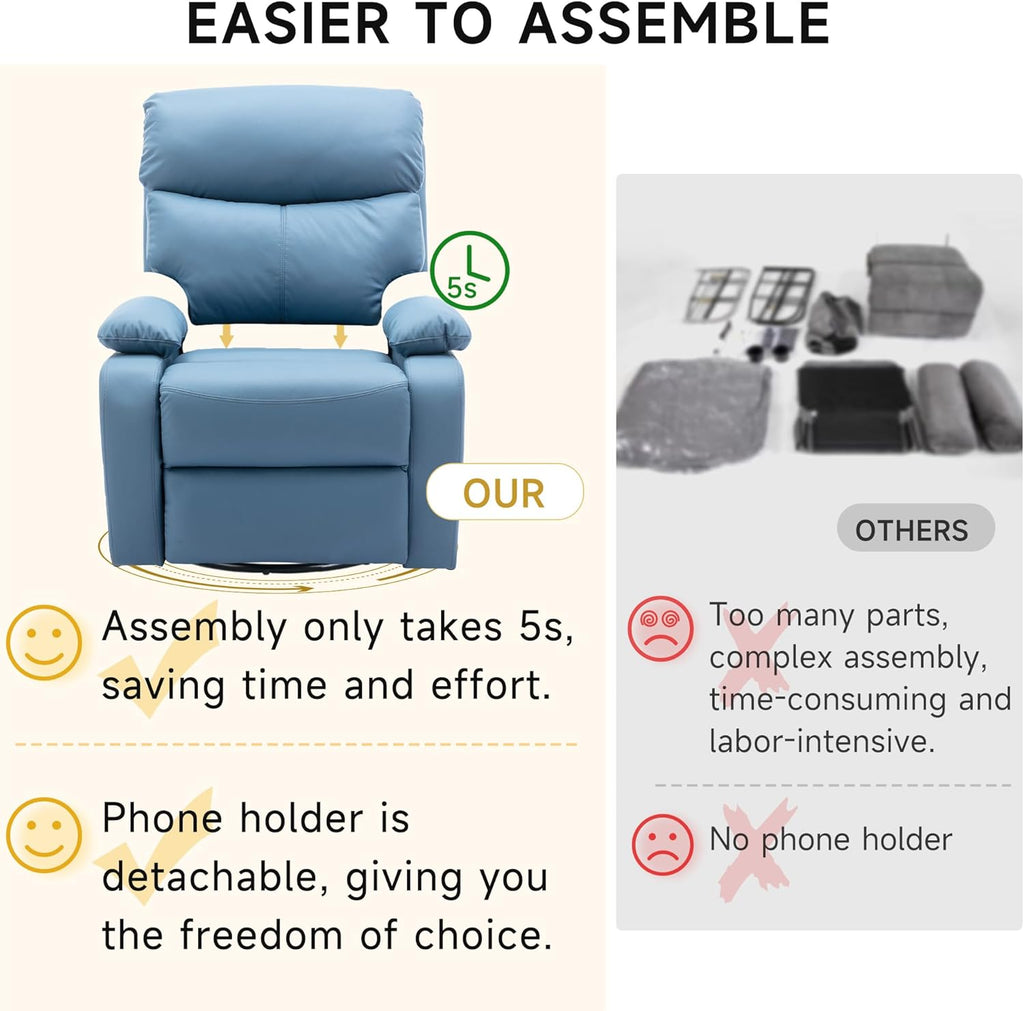 GNMLP2020 Swivel Rocker Recliner Chair Manual Small Space Nursery Living Room