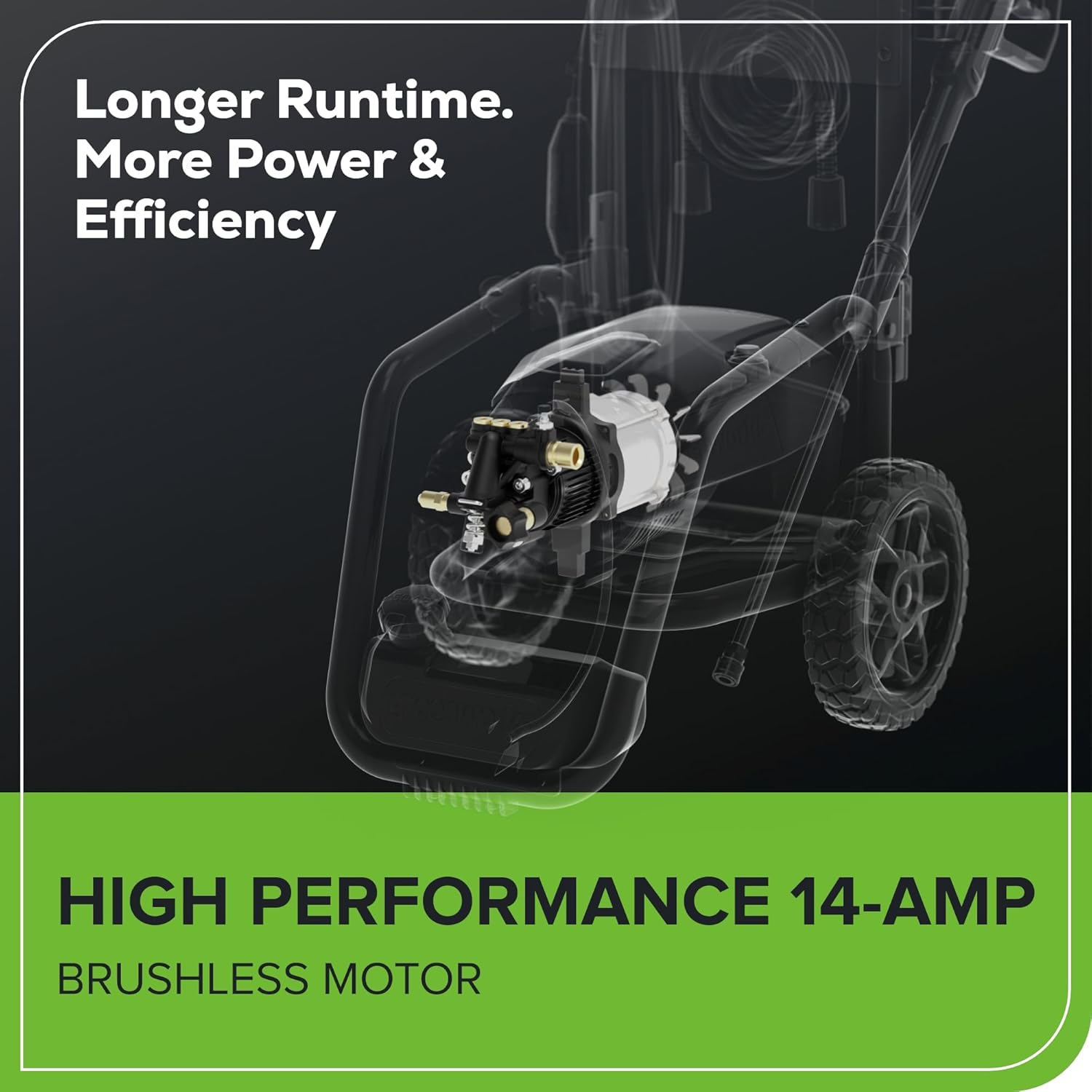 Greenworks 2000 PSI Electric Pressure Washer 13 Amp with Wheels 20 FT Hose 35 FT Cord